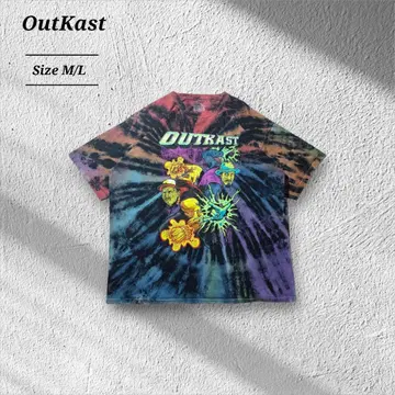 새상품급 OUTKAST 아웃캐스트 뮤직 티셔츠 힙합 타이다이 반TL