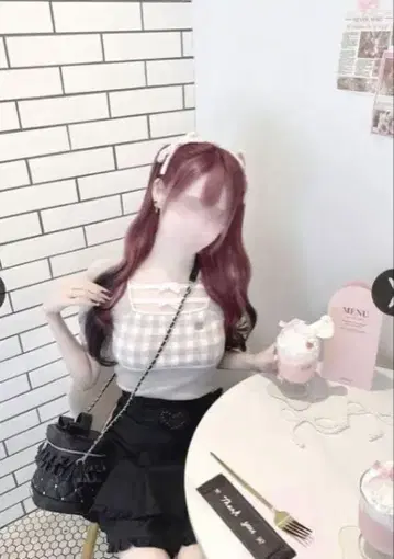 더블 리본 깅엄 상의 michellMacaron