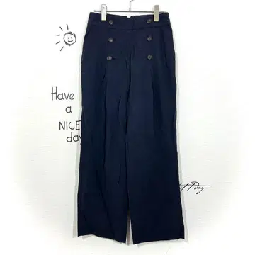 오파크 도트 클립 와이드 팬츠(M) 레이스업 네이비 스트레이트