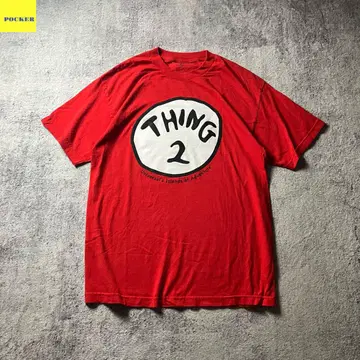 유니버셜 스튜디오 Thing2 프린트 티셔츠 L 빨간색
