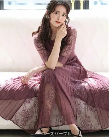 레이스 & 플리츠 롱 드레스 새상품급