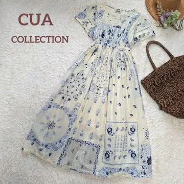 CUA 컬렉션 반다나 무늬 원피스 페이즐리 허리 셔링