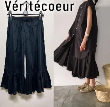 Veritecoeur 엘리펀트 팬츠 코튼 플레어 팬츠 이너 팬츠