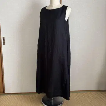 무인양품 MUJI 블랙 린넨 슬리브리스 롱 원피스 새상품급