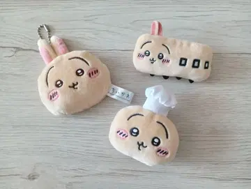 치이카와 레스토랑 쿡 토끼 & 기차 봉제 인형 배지 & 거울 3개 세트