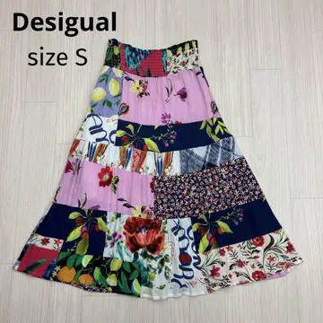 Desigual 데시구알 패치워크 티어드 스커트 S