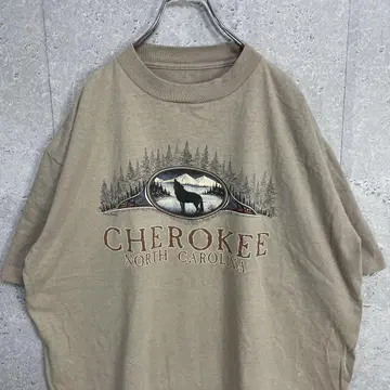 90s 싱글 스티치 체로키 노스캐롤라이나 프린트 티셔츠 2XL 정도