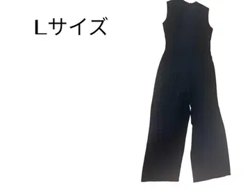 블랙 슬리브리스 와이드 레그 올인원