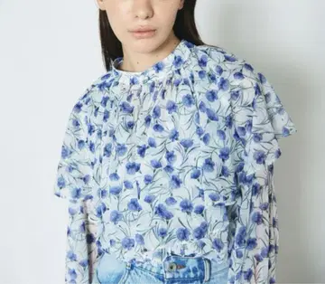 블라우스 셔츠 스몰 플라워 케이프 탑 여성용 택 없음