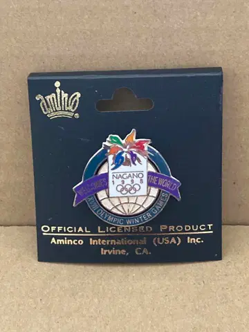 나가노 올림픽 지구본 모티브 핀 배지