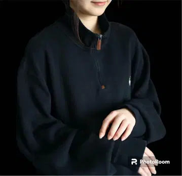 S 사이즈 폴로 랄프 로렌 하프 지퍼 맨투맨 블랙