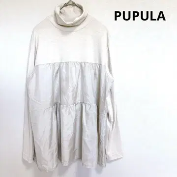 푸프라 플레어 실루엣 상의 터틀넥 프릴 부드러운 원단