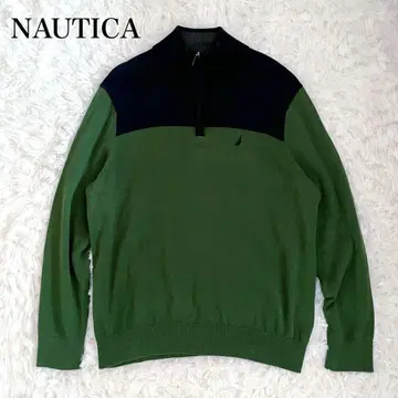 NAUTICA 노티카 하이넥 하프 지퍼 코튼 니트 스웨터 M