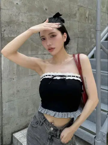 다리치 체크 도킹 리본 베어 탑