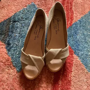 가이모 베이지 에스파드리유 8cm 힐