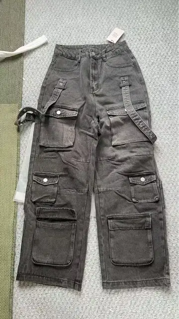 CROWORLD 그레이 카고 팬츠 S