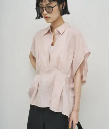 개럴개런트 린넨 하프 슬리브 허리 쉐이프 셔츠