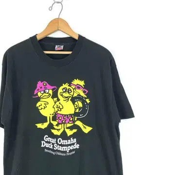 90s 빈티지 아트 티셔츠 L 블랙 USA제
