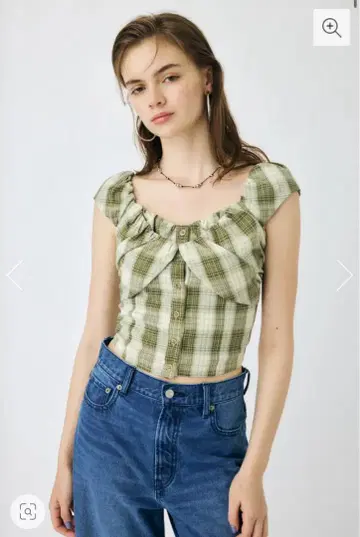 MOUSSY 마우지 레이어드 게더드 체크 블라우스