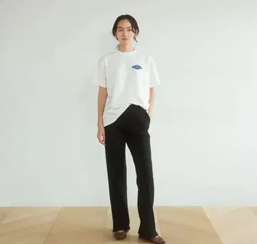 헴 컷 리브 스트레이트 팬츠 블랙 M
