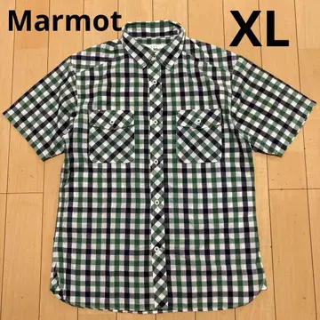 Marmot 마모트 반팔 셔츠 깅엄 체크 그린 네이비 XL