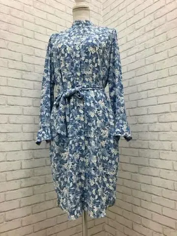 (K07280) 로렌 랄프 로렌 원피스 꽃무늬 허리 리본 블루