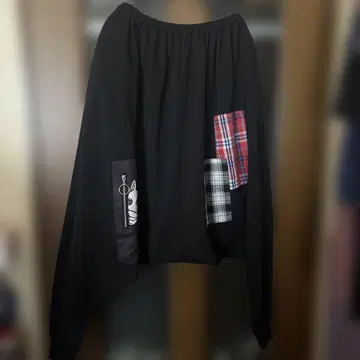 NIER 블랙 사루엘 팬츠 패치워크