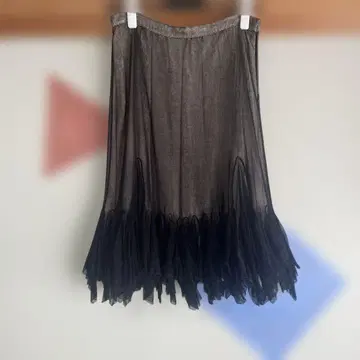 안나모리나리 블랙 프린지 미디 스커트