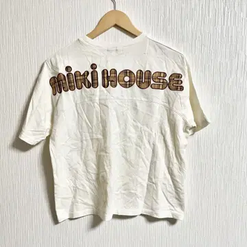 MIKI HOUSE 미키 하우스 백 로고 체크 티셔츠 S