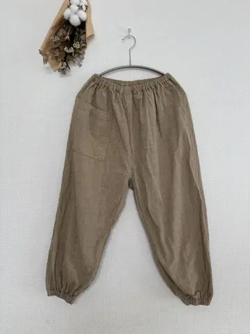 나카가와 마사시치 상점 면 린넨 몸빼 팬츠 베이지 M 일본제 안감 부착