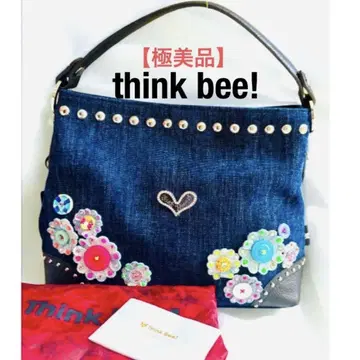 컨디션 최상 한정판 think bee! 말가리타 꽃무늬 핸드백 데님 백
