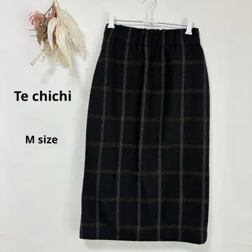 테치치 Te chichi 타이트 스커트 M 격자 무늬 미디 길이 네이비