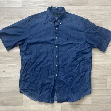 90s Ralph Lauren 인디고 반팔 셔츠 BLAKE