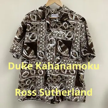 Duke Kahanamoku 알로하 셔츠 XL 브라운 #1553