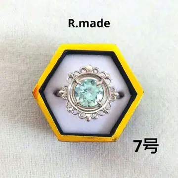 R.made 아루메이드 7호 실버 반지 투명 테두리 아쿠아 마린