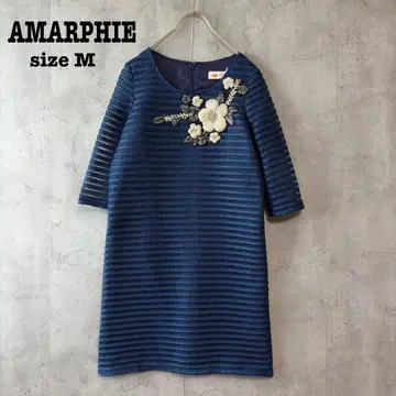 AMARPHIE 아말피 자수 원피스 드레스 M 네이비 새상품