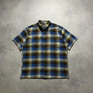 00s Eddie Bauer 옴브레 체크 박스 짧은 길이 셔츠 구제 의류