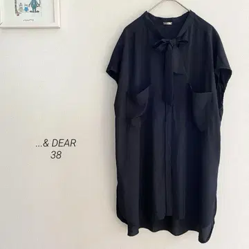 ...& DEAR 프렌치 슬리브 레이온 튜닉 블라우스 블랙 1433