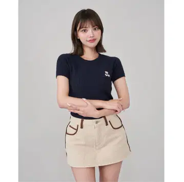 다리치 D 베어 케이블 니트 탑 네이비 FREE