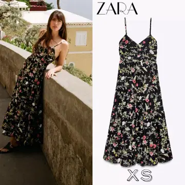 ZARA 컷워크 자수 프린트 패턴 미디 길이 원피스