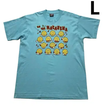 90s USA제 DO THE MACARENA 티셔츠 L 스카이블루 스마일