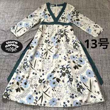 LAURA ASHLEY 플라워 프린트 V넥 롱 원피스 13호