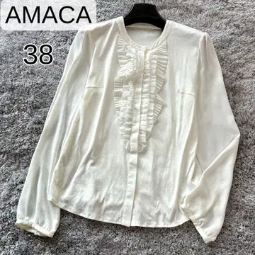 컨디션 최상 AMACA 아마카 프릴 블라우스 티셔츠 38 사이즈 화이트