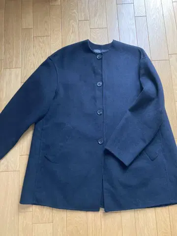 ZARA 펠트 코트 드롭 숄더 A 라인 울 100% XS