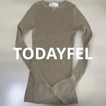 TODAYFUL 베이지 리브 니트 긴팔