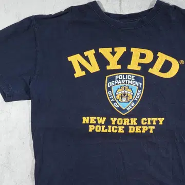 US 구제 의류 NYPD 티셔츠 뉴욕시 경찰 크랙 프린트 네이비