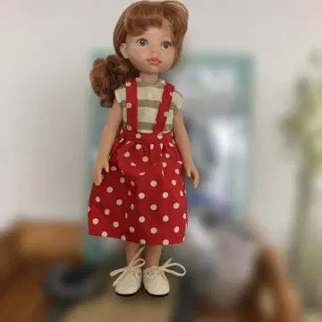 커스텀 인형 빨흰 물방울 패턴