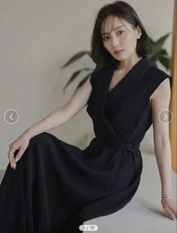 anuans 더블 새틴 테일러드 플레어 원피스