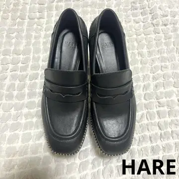 HARE 블랙 가죽 로퍼 스터드 장식 새상품급 M 사이즈