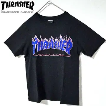 THRASHER 트레셔 프레임 입체 로고 자수 티셔츠 블랙 블랙 S